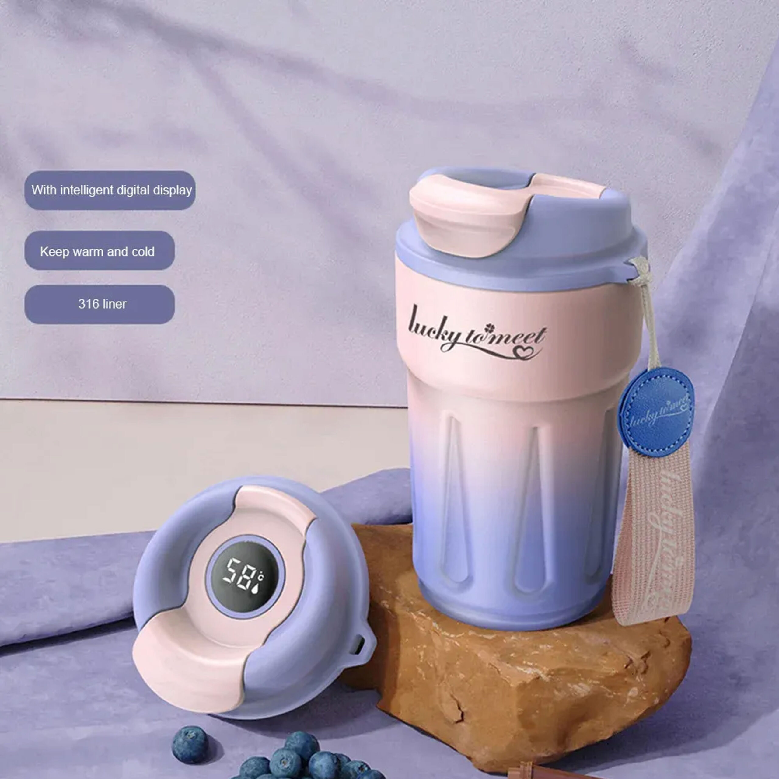 تراول ماگ مدل Lucky دماسنج دار ظرفیت 420ml تراول ماگ مدل Lucky دماسنج دار ظرفیت 420ml