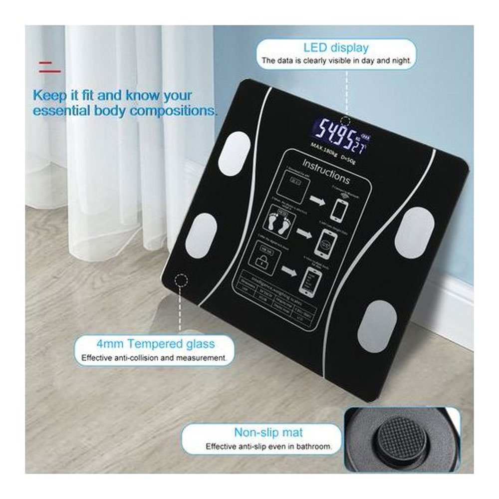 ترازوی هوشمند بلوتوثی چندمنظوره قابل شارژ ترازوی هوشمند بلوتوثی چندمنظوره قابل شارژ