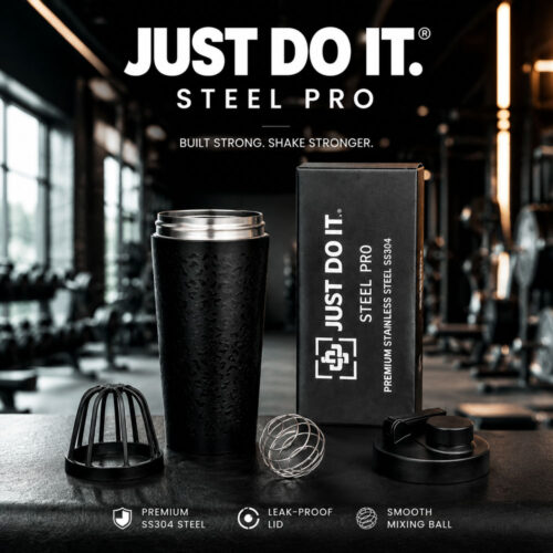 شیکر استیل پرو یک تکه روکش دار مدل JUST DO IT