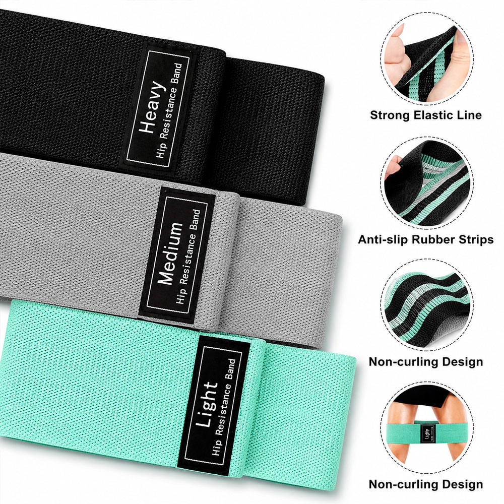 کش لوپ پارچه ای مدل Sport Plus Hip Band پک سه عددی کش لوپ پارچه ای مدل Sport Plus Hip Band پک سه عددی